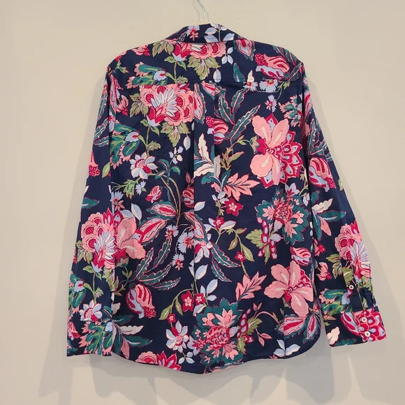 Talbots Cotton Bright Floral Long Sleeve Button Down Shirt - Picture 4 of 7